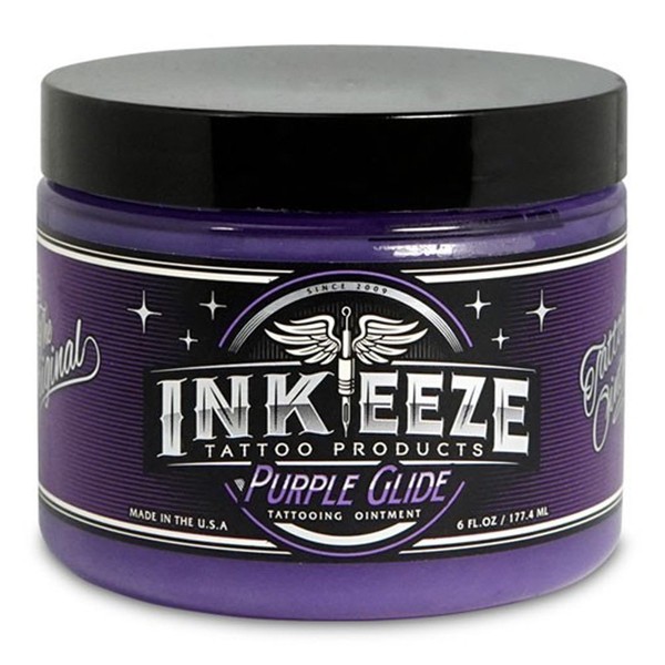 INK-EEZE Purple Tattoo Ointment for Professional Artist, Essential Oils, Petroleum Free, Made in USA, Lavender, 6oz
