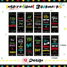 Outus 12 Pcs Kids Bookmarks, Bulk Bookmarks for Girls with Pendant, Christmas Bookmarks Gifts for Girls, Women, Teens, Bookmarks with Rulers, Party Favors Classroom Reading Presents(Inspirational)