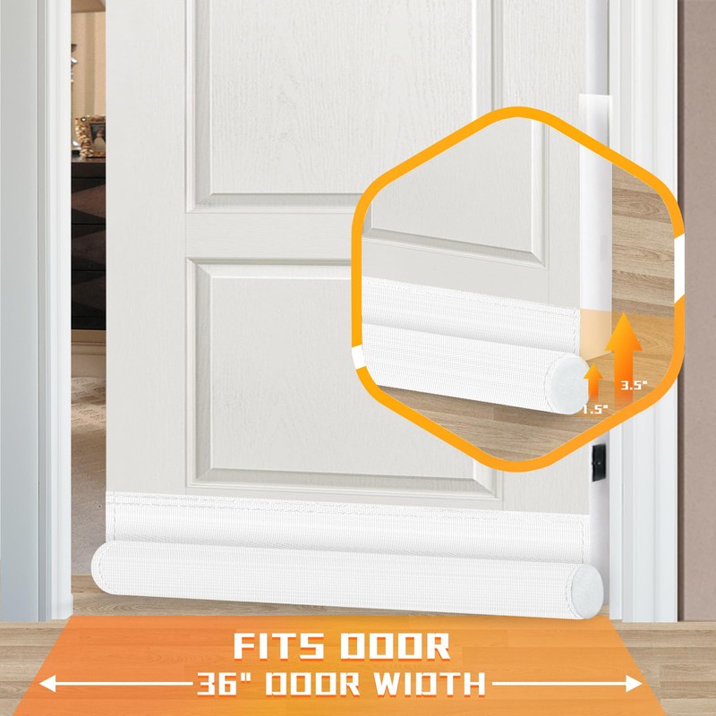 Door Draft Stopper 36 inches White, Single-Sided Sound Proof Door