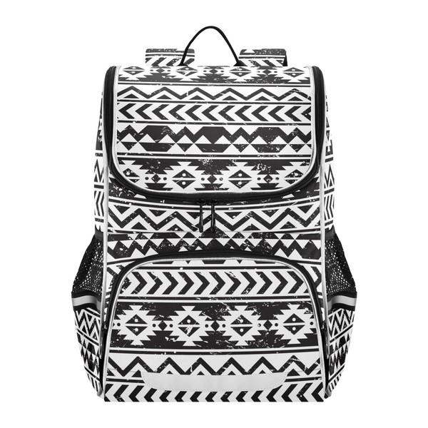 Sletend Black Aztec Bacpack Large Capacity Printed Student Book Bag