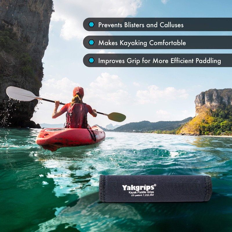Yakgrips Takeapart Kayak Paddle Grips, No-Slip, Prevents Blisters (Black) -
