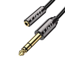 J&D 6.35mm (1/4 inch) to 3.5mm (1/8 inch) Headphone Jack Adapter 3 Feet, Gold Plated 3.5mm Female TRS to 6.35mm Male TRS Stereo Audio Cable for Guitar Amp, Amplifiers, Headphones Extension Cable
