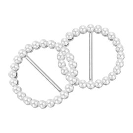 sourcing map 2pcs Silk Scarf Ring Clip, Pearl Round Shape T-Shirt Ties Clips Kit Clothes Corner Knotted Button Waist Buckle Wrap Holder for Women Shawl Shirts Clothing, Silver