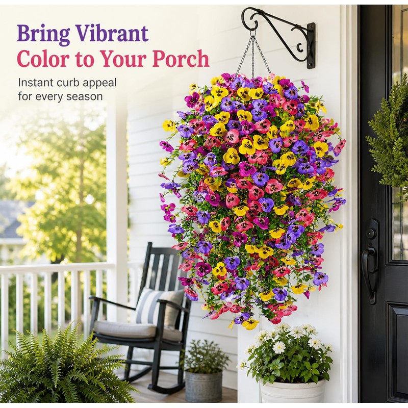 Lifelike Artificial Hanging Flowers for Outdoors – Faux Hanging Plants