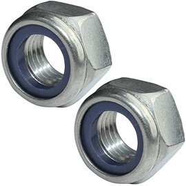 AERZETIX - C49576 - Set of 2 locking nuts, stop nuts, hexagonal M16 outer 24 mm, stainless steel 2 - self-locking nuts with nylon ring - DIN 985
