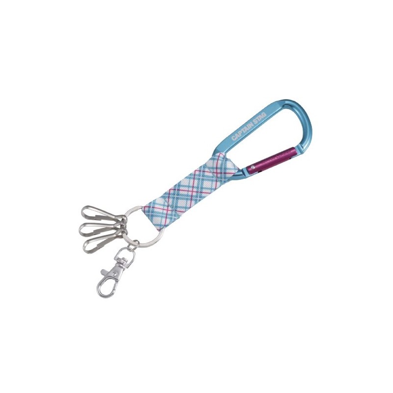 Captain Stag UM-1810 Key Ring with Carabiner Fine Check