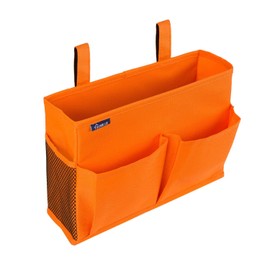 Surblue Bedside Caddy Hanging Bed Organizer Storage Bag Pocket for Bunk and Hospital Beds, College Dorm Rooms Baby Bed Rails,Camp 4 Pockets and 2 Hooks (Orange)