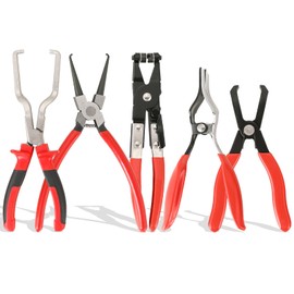 DASBET 5PCS Fuel Line Pliers Set, Hose Remover Plier, Fuel Filter Caliper, Pipe Clamp Clip, Flat Hose Clamp Plier, 30 Degree Disconnect Pliers Set For Auto Maintenance