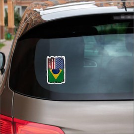 GS Brazilian American USA Brazil Distressed Flag Sticker - Vinyl Decal for Cars, Trucks, SUVs, Windows, Laptops, Cell Phones, Bumpers & Walls | Patriotic Auto & Vehicle Graphic