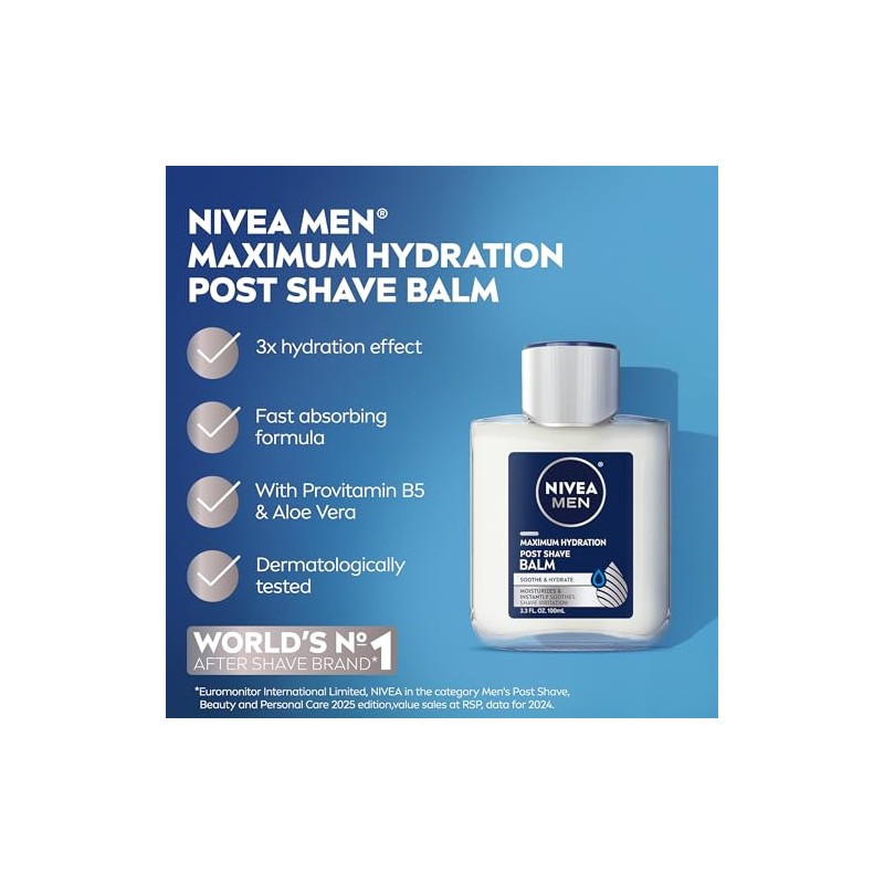 NIVEA FOR MEN Moisturizing Post Shave Balm 3.30 oz (Pack