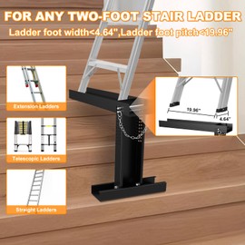 Ladder Leveler for Stair-Adjustable Height 9.53"-15.35", Heavy Duty Ladder Extender-Ladder Aide for Single/Extension Ladders-19.96"x4.64" Platform-High Strength Steel-Non-Slip Mat-Holds up to 880lbs