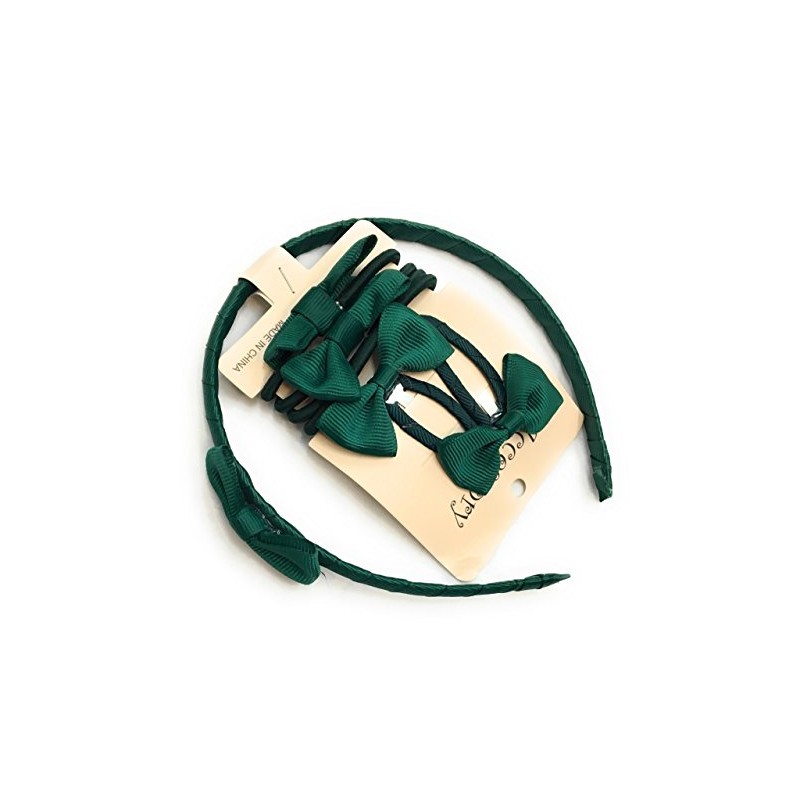 7 PIECE SCHOOL COLOURS Hair Bow Snap Clips SET ALICE