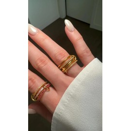 VCCKNB JEWELRY Gold Silver Stackable Rings for Women Multiple Link Connected Rings Chunky Interlocking Eternity Statement Ring Thumb Ring Tarnish Resistant, Stainless Steel, 14k Gold Plated