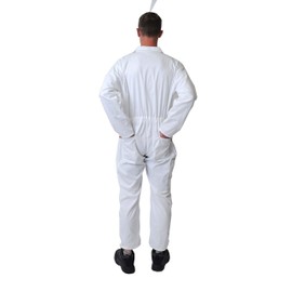 Road Master Men's Poly Cotton Coverall Overalls Painters Suit Decorators Mechanic Workwear Boiler Suit Cleaning Job Work Uniform with Two Chest Pockets, White, XX-Large