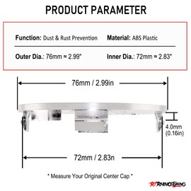 RhinoTuning 4 x 76 mm Hub Cap OD 76 mm ID 72 mm Wheel Hub Cover Silver for SSR Watanabe RS-Eight