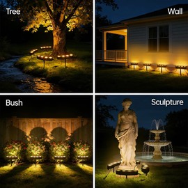 Sublume Solar Tree Lights Outdoor, Palm Tree Ring Uplights with Warm White LED for Tree, 2-in-1 (Sticked&Tied), IP65 Waterproof, 2000Mah Upgraded COB Spotlights for Garden, Landscape, Yard, Decor