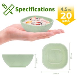 Ronanemon 20 Pack Small Bowls, 4.5 OZ Wheat Straw Soy Sauce Dishes, Unbreakable Dessert Bowls,Dipping Sauce Cups, Mini Prep Bowls,Snacks, Sauce Ketchup, BBQ (soft colors)