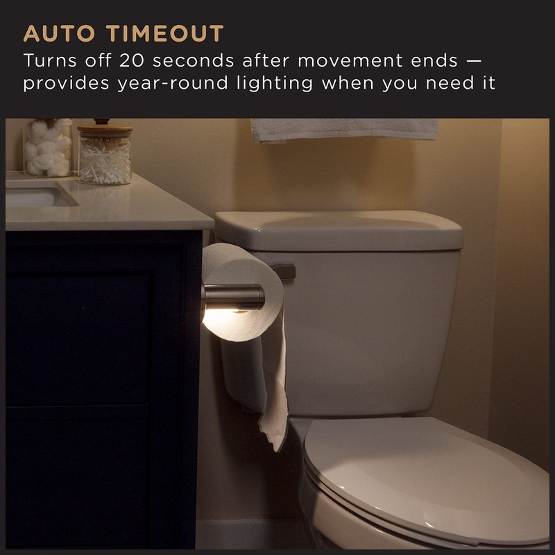 Enbrighten Toilet Paper Holder, Motion Sensing, Night Light, Battery Operated,