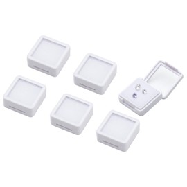 Giftop Gemstone Display Box Jewelry Box Container with Glass Top Lids for Gems, Coins,Diamond Easy Open(White,1.6"x1.6"x0.65" -6 PCS)