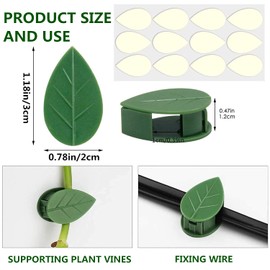 MEISO 50 Clips De Fijación De Pared para Plantas Trepadorasn Clip Autoadhesivo para Fijación De Pared De Plantas, Soporte Invisible para Enredaderas En Forma De Hoja(Green)