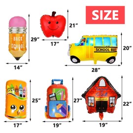 Siticoto Back To School Balloons Set, Large Colorful Schoolbag Pencil Crayon Box Foil Balloons First Day of School Decorations Kindergarten Balloons for School & Teacher Party Supplies