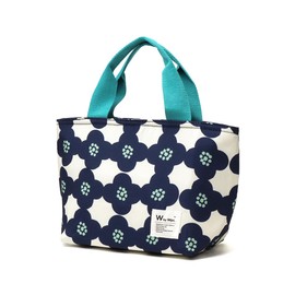 Wpc. Patterns W035-085-205 Insulated Lunch Bag, Camellia, Navy, Women's, Lunch Bag, Ice Pack Pocket, Aluminum Fabric, Cold Insulation, 16.9 fl oz (500 ml) Plastic Bottles, Adults, Students, Workers,