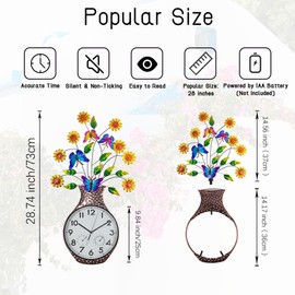 HOBYLUBY Large Outdoor Clock with Thermometer & Hygrometer Combo, Outdoor Wall Clock Silent Non-Ticking, Vese Quartz Outside Clock Decor for Patio, Living Room, Kitchen, Garden
