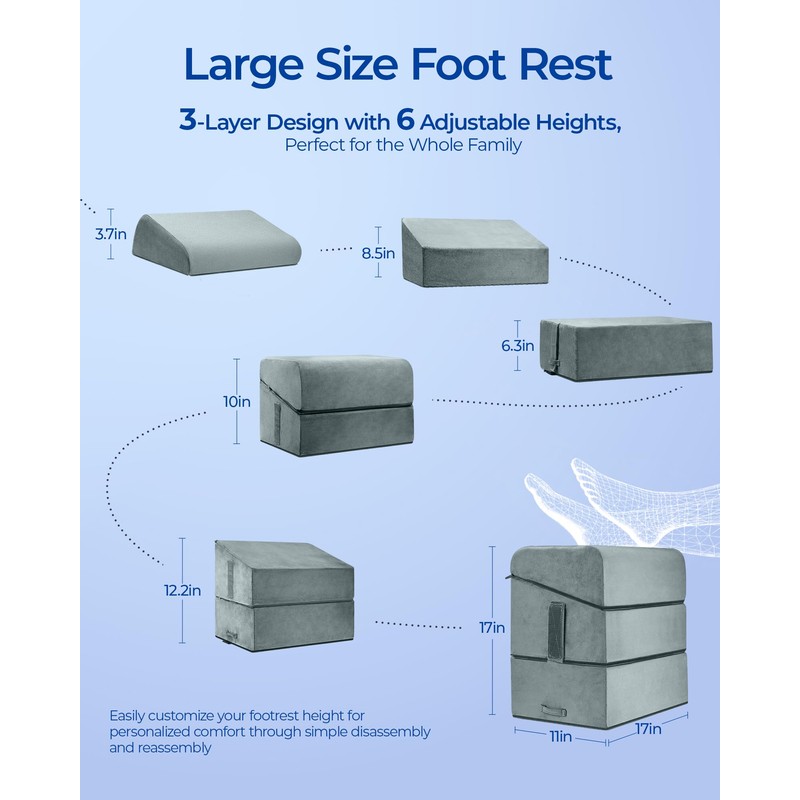 Kayfia 6 Adjustable Heights Foot Rest for Under Desk at