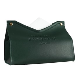 Beleda PU Leather Tissue Box Car Living Room Bedroom Tissue Box Decoration Kitchen Desktop Nordic Home Napkin Holder Large Storage Box (Green)