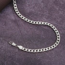 POYAMUSE Silve Chain Necklace 6mm Cuban Link Chain Necklace for Men and Women, 18/20/22/24/26/28/30 Inch Stainless Steel Chains for Men and Women - 22''