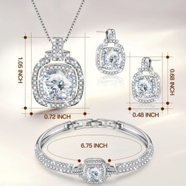 Celetial Whisper 18K White Gold Plated Jewelry Set with 57-Facet Sparkling Gemstones – Elegant Necklace, Adjustable Bracelet & Earrings for Women in Premium Gift Box (White)