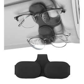 HandyMite Car Sunglasses Holder Leather Eyeglass Holder Car Sunglasses Holder Easy Installation Ticket Card Storage Glasses Holder Card Clip Car Sun Visor Mount Car Storage