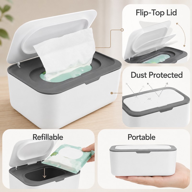 Wet Tissue Box Paper Dispenser for Wipes & Napkins -
