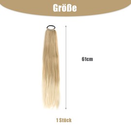 Ponytail Extensions Haarteile 60 cm, Pferdeschwanz Zopf Extension Kachi Beige Farbverläufe, Aussehen Natürlich Pferdeschwanz Haarteil für Damen und Mädchen Haarverlängerung Zopf