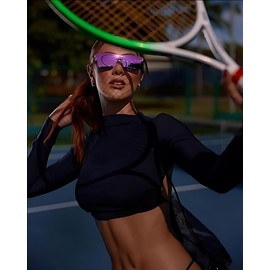 KINGSEVEN Holz Sonnenbrille für Herren und Damen I Unisex Polarisierte Sonnenbrille mit Holzbügeln aus Walnuss I UV400-Schutz I Modische Rahmenlose Spiegelgläser I Lila Violet