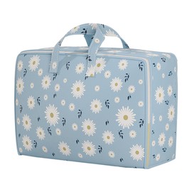 CAPASTEC Storage Bag with Zip, for Clothes, Bedding, Blanket, Clothing Storage, Floral Pattern Holiday Bag, 72 x 31 x 52 cm, Blue
