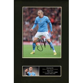 Erling Haaland Man City Signed Reproduction Autograph Football Print Poster Mounted Repro A4#873U