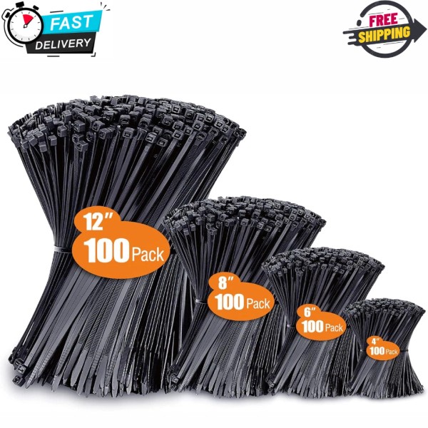 ANOSON Zip Ties Assorted Sizes(4”+6”+8”