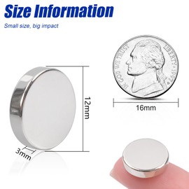 30 Pack Neodymium Magnets Strong,12x3mm Round Rare Earth Magnets Heavy Duty,Disc Magnets Thin Magnets Fridge Magnets, Small Round Magnets Flat Magnets for Whiteboard,DIY, Cabinet, Scientific, Craft