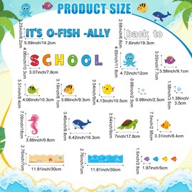 Epakh Summer Sea Bulletin Board Set O-Fish-Ally Back to School Classroom Decorations Tropical Marine Fish Paper Cutouts for School Home Wall Door Decor Ocean Birthday Party Supplies