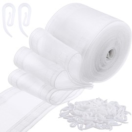 Juexica - Cinta de cortina transparente ondulada para cortinas, cinta de cortina ondulada, 100 ganchos, cinta de cortina (6 yardas)