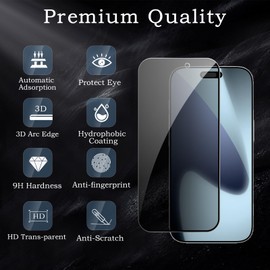 [2+2 Pack] Privacy Screen Protector for 17 Pro Max, Anti-Spy Shatterproof Tempered Glass with Camera Lens Tempered Glass 9H Hardness Bubble Free Anti-Glare Case Friendly