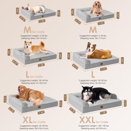 EHEYCIGA Memory Foam Orthopedic Dog Bed Medium Size Dog with Waterproof Lining, Washable Dog Couch Bed with Removable Cover and Nonskid Bottom for Crate Pet Sofa Bed, 30x20 Inches, Grey