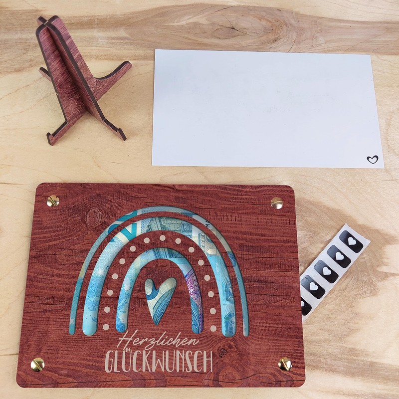 Baby Geschenk Geburt - XL Geldgeschenk aus Holz inkl. Ständer