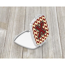 Caroline's Treasures CJ1061-XSCM Letter X Chevron Maroon and Gold Compact Mirror Decorative Travel Makeup Mirror for Women Girls Gifts Pocket Makeup Mirror Folding Handheld