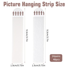 BOHUIZ 24 Pairs (48 Strips) Heavy Duty Picture Hanging Strips, Fabric Fastener Interlocking Tape No Nails Strips Hook and Loop Tape No Wall Damage for Pictures and Photos Frame Hanging