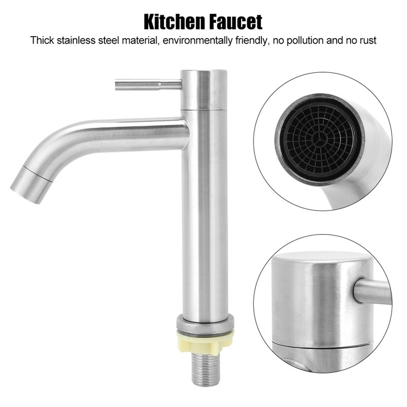 G1/2in Male Thread Stainless Steel Water Faucet Undercounter Single Cold