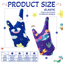 Janmercy 16 Pcs Thumb Sucking Stop for Kids Chewy Gloves Stop Breathable Thumb Guard for Nail Biting Gloves Cute Finger Sucking Stopper for Kids, 8 Style, 2 Finger(3-6 Years)
