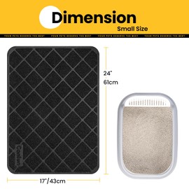 Conlun Cat Litter Mat Litter Trapping Mat, 61 x 43 cm Cat Litter Tray Mat, Premium PVC Grid Mesh Scatter Control Design Litter Box Mat, Waterproof Urine Resistant Material, Easy to Clean, Black