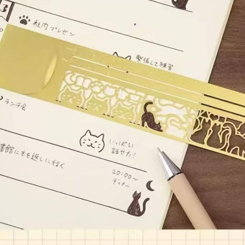 Sedona's Magic Cat Ruler Set, Stencil, Cat Mark, Metal Bookmark,